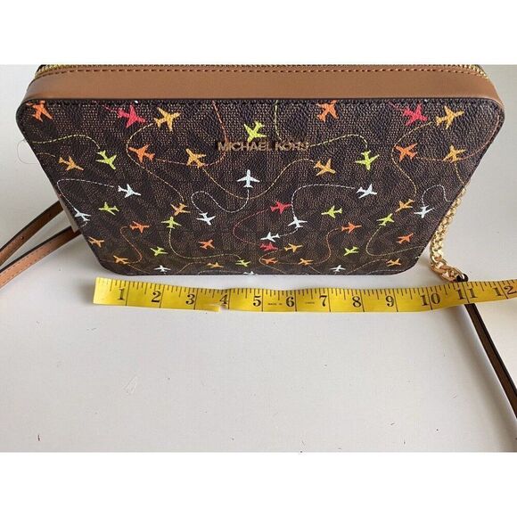 Michael Kors Jet Set Brown Akorn Multi East West Airplanes Crossbody Bag NEW - Picture 7 of 16